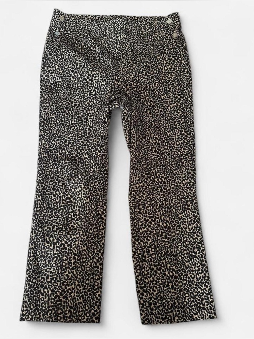 Rafaella Y2K Classic Leopard Print High Rise Capris Lightweight Summer Pants